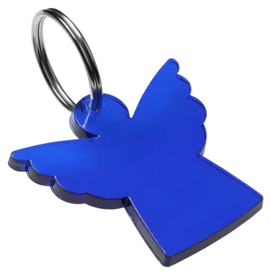 Produktbild von Schlüsselanhänger Engelsform blau mit matter Oberfläche und integriertem Schlüsselring
