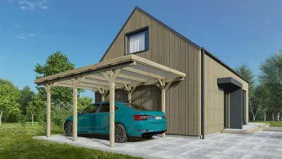 Immagine prodotto di Tettoia posto auto coperto in legno 3.04x5.12 m - 15.57 m2 - copertura PVC