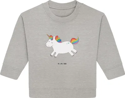 Produktbild von Mr. & Mrs. Panda Organic Baby Pullover Einhorn Happy 24. - 36. Monat - Heather Grey - Geschenk, Fröhlich, Unicorn, Bullover, Spannend, Einhörner, Witzig, glücklich