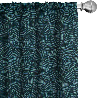 Obrázok produktu pre ABAKUHAUS Abstraktné závesy, záclony, výstredný etnický vzor bodiek, ktoré tvoria moaré kruhový tvar, 2 kusy 75 x 225 cm, Violet Blue Seafoam