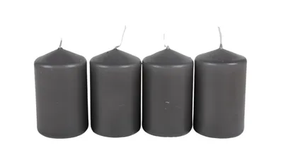 Produktbild von BURI Adventskranzkerzen grau 4er-Set Weihnachtskerze Stumpen Wachskerze 50x80mm