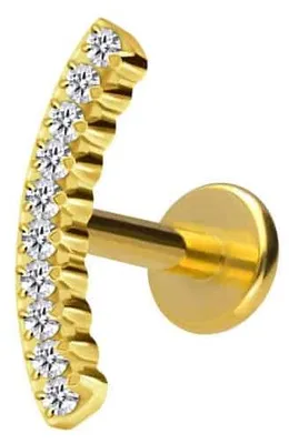 Produktbild von Ohrpiercing, Nasenpiercing Titan Labret mit Innengewinde KRISTALLBOGEN Gold Stablänge: 7mm | Stabstärke: 1,6mm
