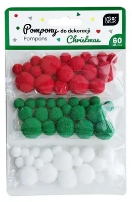 Produktbild von Dekorationspompons, 60 Stück, Weihnachten – INTERDRUK