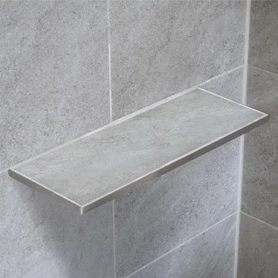 Produktbild von Dalsys Befliesbare Duschablage Ecke 400mm x 150mm Silber Ablage zum Einfliesen, Edelstahl korrosionsbeständig, Bad Accessoires
