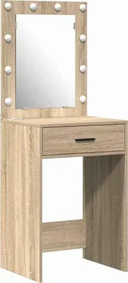 Produktbild von vidaXL Schminktisch mit Spiegelbeleuchtung 3 pcs Braun Holzwerkstoff