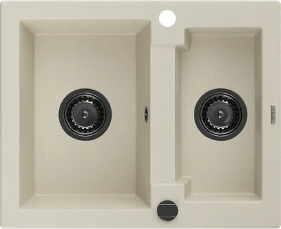 Produktbild von Mexen Carlos 1,5-Becken-Granitspüle 582 x 475 mm, Beige, Siphon Schwarz - 6518581500-69-B