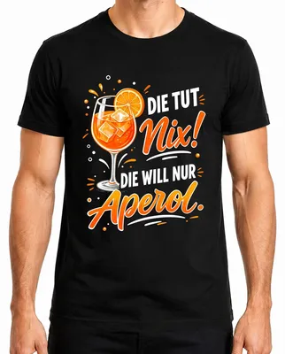 Immagine prodotto di Questa maglietta non fa nulla! È una maglietta da donna, ideale per l'estate, perfetta per una serata tra amiche, con la scritta "Aperol Spritz". Colore: nero. Taglia: L