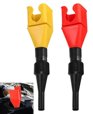 Image de 2 entonnoirs avec tuyau, ensemble d'entonnoirs en plastique flexible pour l'huile et l'essence automobile