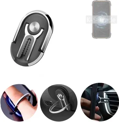 Produktbild von K-S-Trade 3in1 Smartphone-Ring Handy-Ring kompatibel mit Cubot KingKong 6 Fingerhalterung  Handyring Tischständer Lüftungsgitter-Halterung Tisch