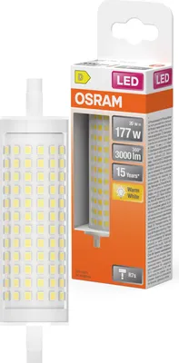 Immagine prodotto di OSRAM LED Line Lampada LED con filamento, corpo lampada in plastica trasparente, 20 W, base retrofit R7s, EEK D, 3000 lm, 3000 K luce bianca calda per illuminazione generale.