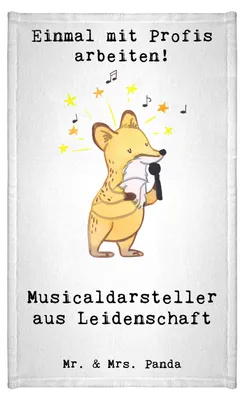 Produktbild von Mr. & Mrs. Panda Handtuch Musicaldarsteller Leidenschaft - Weiß - Geschenk, Klein, Design, badezimmer, Frotteetuch, Frotteehandtuch