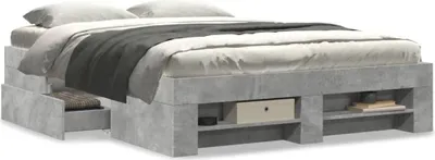 Produktbild von (NEU 2026) Bettgestell moderne, Betongrau 120x190 cm - Holzwerkstoff - Klassische Betten - 45.2 kg