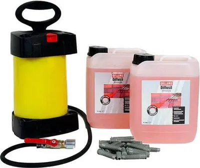 Produktbild von OELLERS Diffusil Horizontalsperre Set 2x5 Liter + Injektionspumpe + Packer Verkieselung Abdichtung