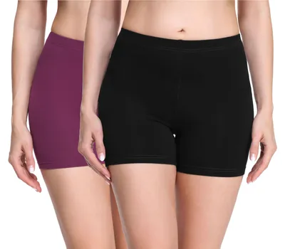 Produktbild von Merry Style Damen Shorts Radlerhose Boxershorts aus Viskose 2Pack MS10-283(Schwarz/Weinrot (2Pack), XXL)