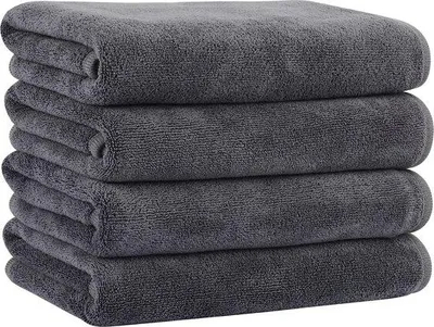 Produktbild von Unyqoos® Mikrofaser-Handtuch-Set (4 Stück) – 100% Mikrofaser, 40×76 cm, 400 g/m², saugstark & schnelltrocknend, fusselfrei Reise- und Sporthandtuch, Grau