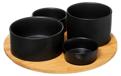 Obrázok produktu pre Sada misiek na občerstvenie, bambusový podnos