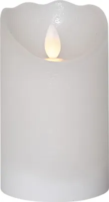 Produktbild von LED Echtwachs-Kerze ''Glow'', weiß,7.5x12.5cm, Timer, batteriebetrieben, flackernd