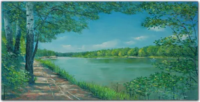 Produktbild von Coloray Bild aus Leinwand 120x60 Leinwand Dekoration - Malerei Natur Wald Fluss