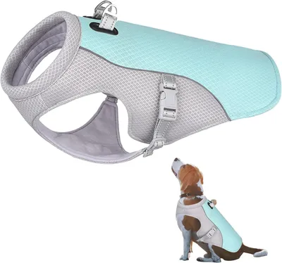 Produktbild von Kühlweste für Hunde - Hundekühlung - M - UV-Schutz - Mit verstellbarem D-Ring - Kühlgeschirr - Für Outdoor-Aktivitäten wie Spaziergänge - Blau