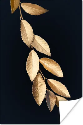 Produktbild von MuchoWow® Poster Baum - Blatt - Gold 120x180 cm - Kunstposter