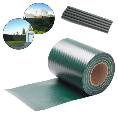 Obrázek produktu pro TolleTour ochranné pásy na ploty neprůhledné silné PVC oboustranné fólie na ochranu před sluncem 2 role á 35m x 19cm zelená