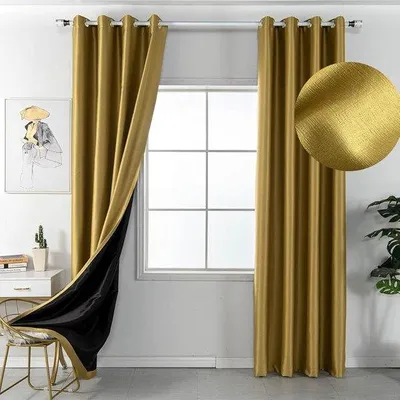 Productafbeelding van Famanu Verduisteringsgordijnen, set van 2 - Goud, 230 x 140 cm
