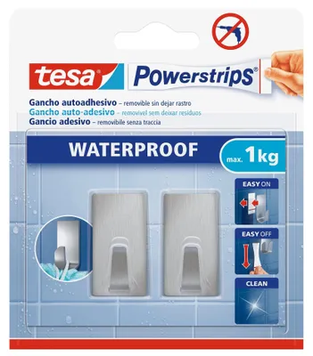 Produktbild von TESA 59780-00000, Drinnen, Handtuchhaken, Edelstahl, Edelstahl, Klebestreifen, 1 kg