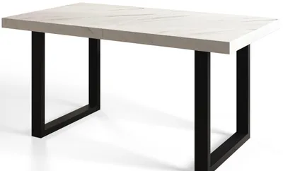 Immagine prodotto di Alpi Moebel, Tavolo da Pranzo Loft-U, Tavolo da Cucina Allungabile, Dimensioni: 140-240x80x77 cm, Gambe in Metallo Nere, Marmo