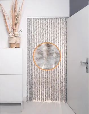 Produktbild von Insektenschutz-Vorhang Türvorhang Flauschvorhang 100x200cm Fliegenschutz Grau/Weiß/Mix