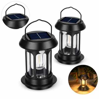 Produktbild von Gartenleuchten mit Solarladung, 2er-Set, Bewegungsmelder, Dämmerungsautomatik, 4 Lichtmodi, 50/100 % Dauerlicht, Schwarz