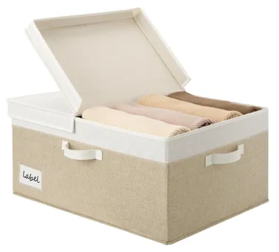 Produktbild von Aufbewahrungsbox mit Deckel, Stoffkorb, faltbare Aufbewahrungsbox, 58x41x26,5 cm