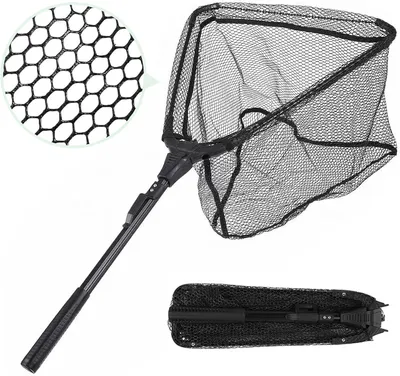 Imagen del producto de Red de pesca con goma, telescópica, de 90 cm, ideal para truchas y carpas