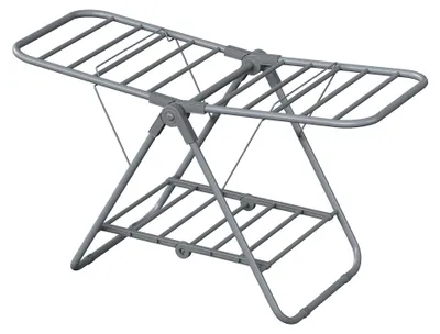 Produktbild von Garderobenständer - Kleiderständer Metall - 101 x 44 x 50 cm - Platzsparend - Freistehend für Flur und Wohnzimmer - Grau