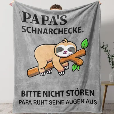 Image de Couverture douce Papa Flanelle 150x130CM Cadeau Fête des Pères Bleu Gris