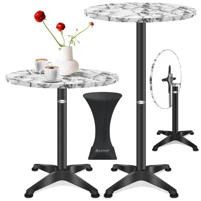 Produktbild von KESSER® 2in1 Stehtisch klappbar Bistrotisch Aluminium Edelstahlplatte | höhenverstellbar | 70cm / 115cm | Partytisch Tisch | In- & Outdoor | Hochzeit | Empfangstisch | Klapptisch inklusive Regencover