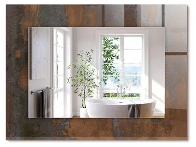 Produktbild von Modisches verrostetes Metall – Rechteckiger Spiegel mit Druck 80x60 cm – Modern - Dekorativ für die Wand