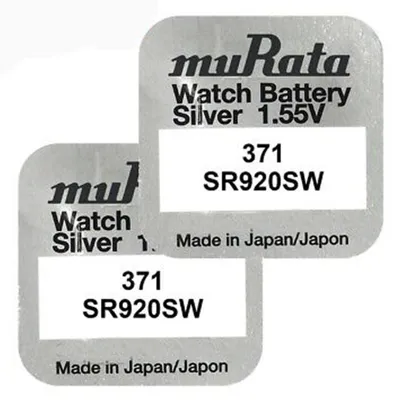 Immagine prodotto di 2 batterie a bottone SR920SW 371 da 44 mAh, 1,55 V, a ossido d'argento, per orologi da donna e da uomo