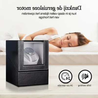 Image de Boîtier à remontoir automatique - Présentoir à montres - Moteur silencieux - 25 cm - Noir