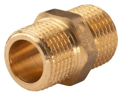 Produktbild von Messing Gewinde-Fitting Doppelnippel mit Langgewinde 1/2'AG - 1/2'AG (DN 15), schwere Ausführung