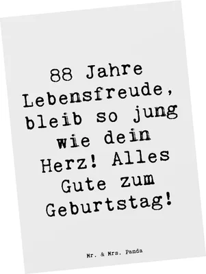 Produktbild von Mr. & Mrs. Panda Postkarte Spruch 88. Geburtstag Jubel - Weiß - Geschenk, Grußkarte, Happy Birthday, Postkarten, spezielle, Geburtstagsgeschenk, handgefertigte Geschenke