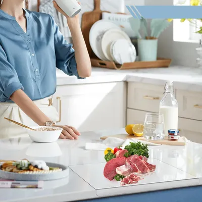 Imagen del producto de Placa de acrílico transparente para corte, de 40 x 30 cm, con un grosor de 5 mm, ideal para la cocina