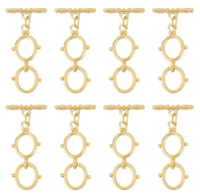 Image de Solidchoice - Coffret de 8 fermetures en forme de T en laiton plaqué or 18K