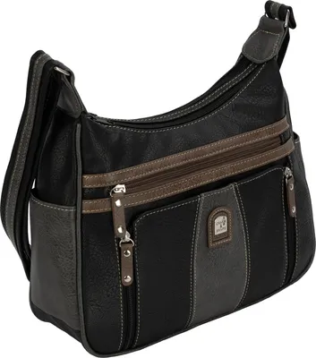 Produktbild von Damen Tasche Schultertasche Umhängetasche Leder Optik Handtasche SCHWARZ-GRAU (15163)