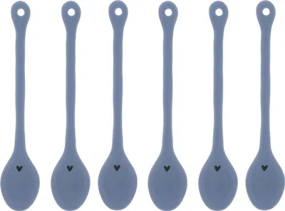 Produktbild von 6er Set Kaffeelöffel Iris Blue matt blau L. 13,5cm mit Herz Bastion Collections