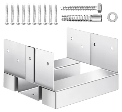 Image de VEVOR Supports de poteaux, 10 pièces, dimensions intérieures 139,5 x 141,5 mm pour 139,7 x 139,7/139,7 x 152,4 mm, ancrages de poteaux en béton en acier au carbone avec une hauteur d'écartement de 25,4 mm, pour pergolas et terrasses en béton