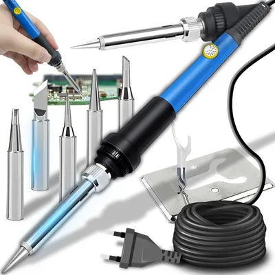 Produktbild von Lötkolben Set Lötset Brennkolben und Löt-Set mit 5 Lötkolbenspitzen Temperatur einstellbar 200-450°C Lötkolbenständer Elektrischer Lötzinn Retoo