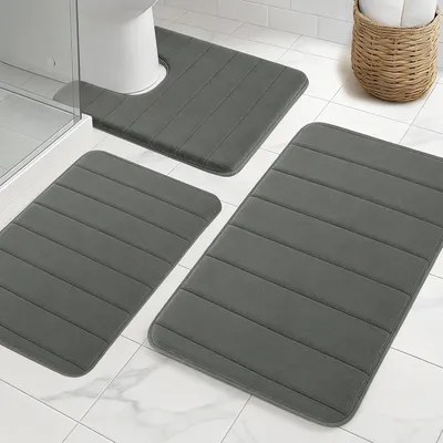 Immagine prodotto di Set di 3 tappetini da bagno in memory foam, lavabili e ad asciugatura rapida