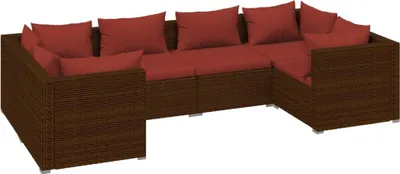 Obrázok produktu pre vidaXL 6-dielna záhradná súprava s vankúšmi Poly ratan Brown