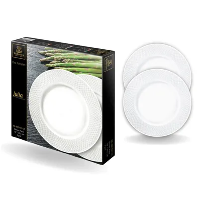 Image de Assiettes plates Wilmax 25,5 cm, porcelaine blanche, lot de 2 WL-880101/2C
