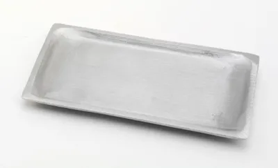 Produktbild von Kerzenteller rechteckig Messing vernickelt Silber matt satiniert (Innen 17 x 9 cm) für Kerzen, Hochzeitskerzen, Taufkerzen, Anlasskerzen